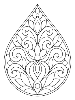A symmetrical teardrop medallion in this islamic art coloring page.