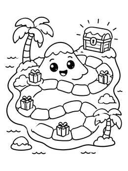 Free printable Island Treasure Board Game coloring page