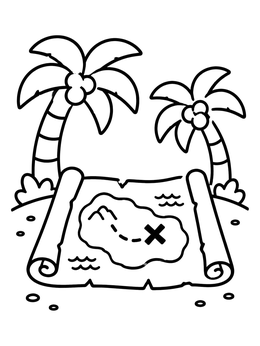 Free printable Treasure Map Under Palm Trees coloring page