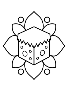 Free printable Grass Block With Floral Mandala coloring page