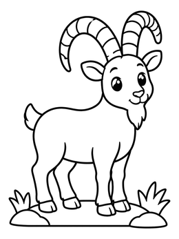 Free printable Cute Cartoon Nubian Ibex coloring page