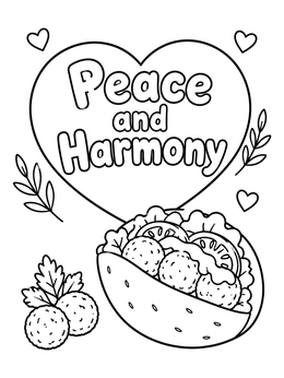 Free printable Falafel Pita With Peace And Harmony coloring page