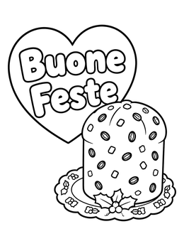 Free printable Italian Christmas Panettone With Heart Greeting coloring page