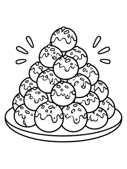 Free printable Sweet Italian Struffoli Tower coloring page