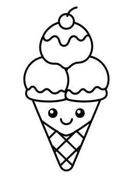 Free printable Cute Smiling Italian Gelato Cone coloring page