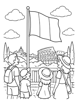 Free printable Family Viewing The Colosseum In Rome coloring page