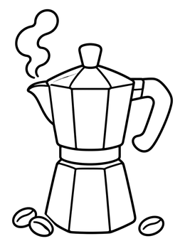 Free printable Italian Moka Pot With Coffee Beans coloring page