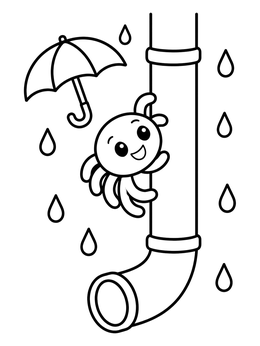 Free printable Itsy Bitsy Spider On Waterspout coloring page