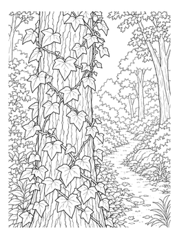 Free printable Ivy Vines On Forest Tree coloring page