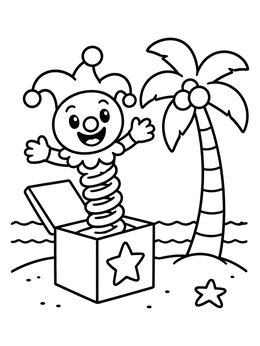 Free printable Jack In The Box On Tropical Beach coloring page