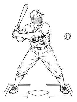 Free printable Jackie Robinson At The Bat coloring page