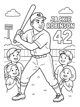 Free printable Jackie Robinson Batting For Young Fans coloring page