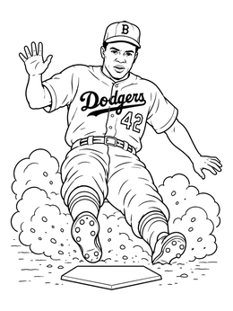 Free printable Jackie Robinson Sliding Into Home coloring page