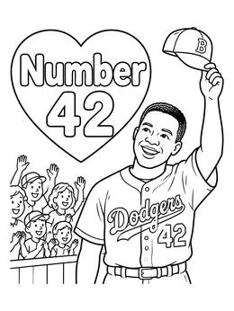Free printable Jackie Robinson Cheering Fans coloring page