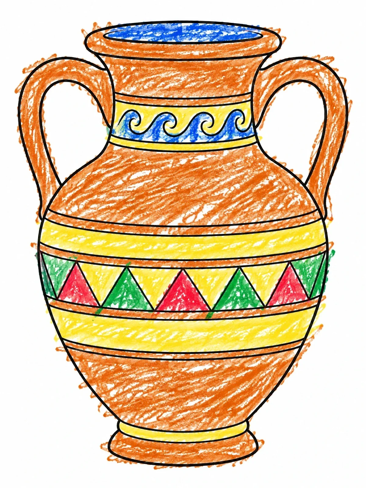 Colored example of the Ancient Clay Water Pitcher coloring page