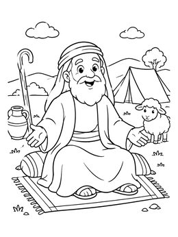 Free printable Elderly Isaac Welcoming By Tent coloring page