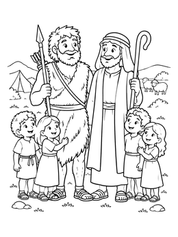 Free printable Jacob And Esau Family Reunion coloring page