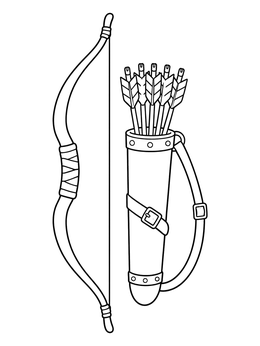 Free printable Hunter Bow And Arrow Quiver coloring page
