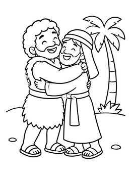 Free printable Jacob And Esau Reunion Embrace coloring page