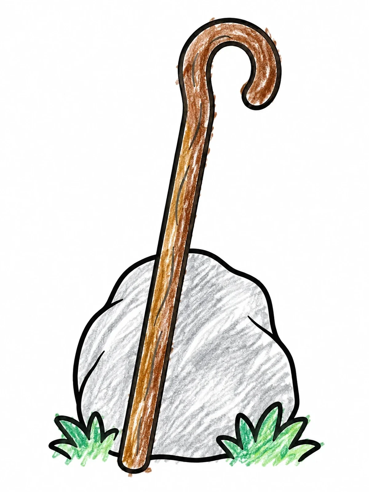 Colored example of the Shepherd Staff By A Stone coloring page