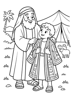Free printable Jacob Giving Joseph His Special Coat coloring page