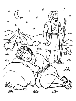 Free printable Jacob Resting On A Stone coloring page