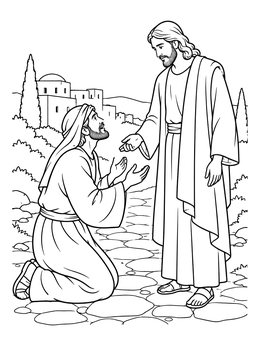 Free printable Jairus Kneeling Before Jesus coloring page