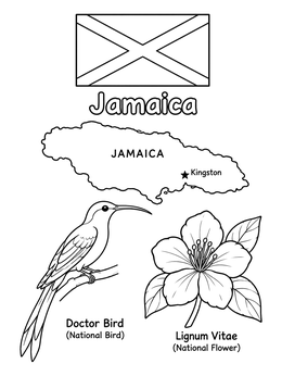 Free printable Jamaica National Symbols And Map coloring page