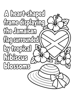 Free printable Jamaican Flag Heart And Sunhat coloring page