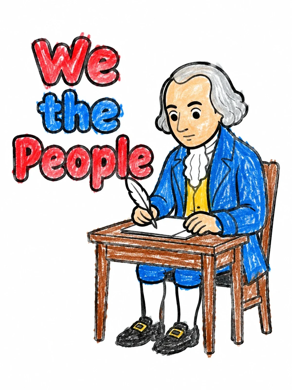 Colored example of the James Madison Writing The Constitution coloring page