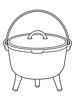 Free printable Colonial Cast Iron Cooking Pot coloring page