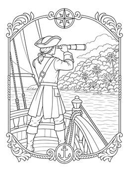 Free printable Colonial Lookout At Ship Bow coloring page
