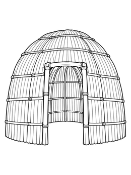 Free printable Traditional Powhatan Yehakin Reed House coloring page