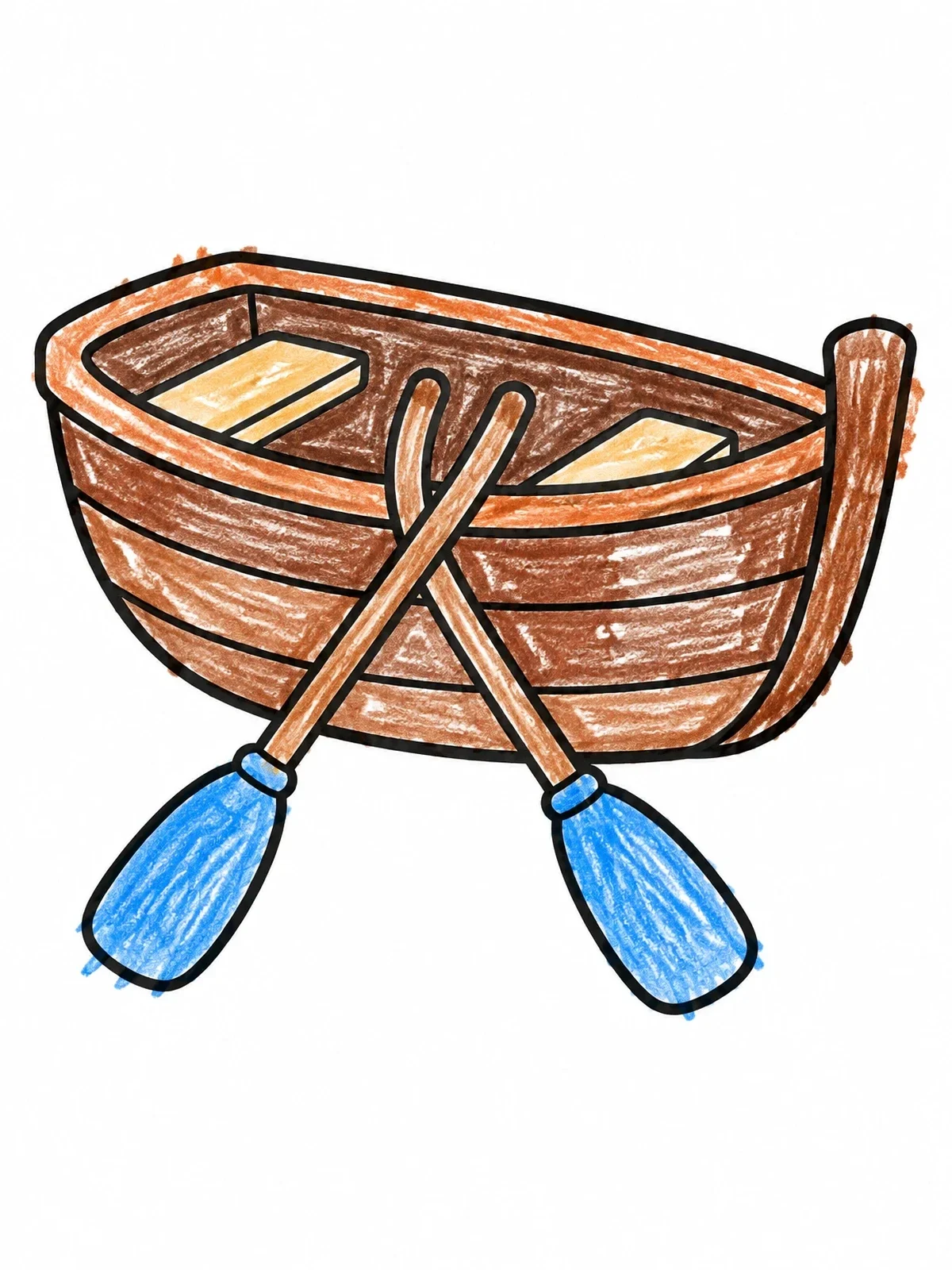 Colored example of the Wooden Rowboat And Oars coloring page