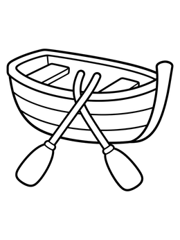 Free printable Wooden Rowboat And Oars coloring page