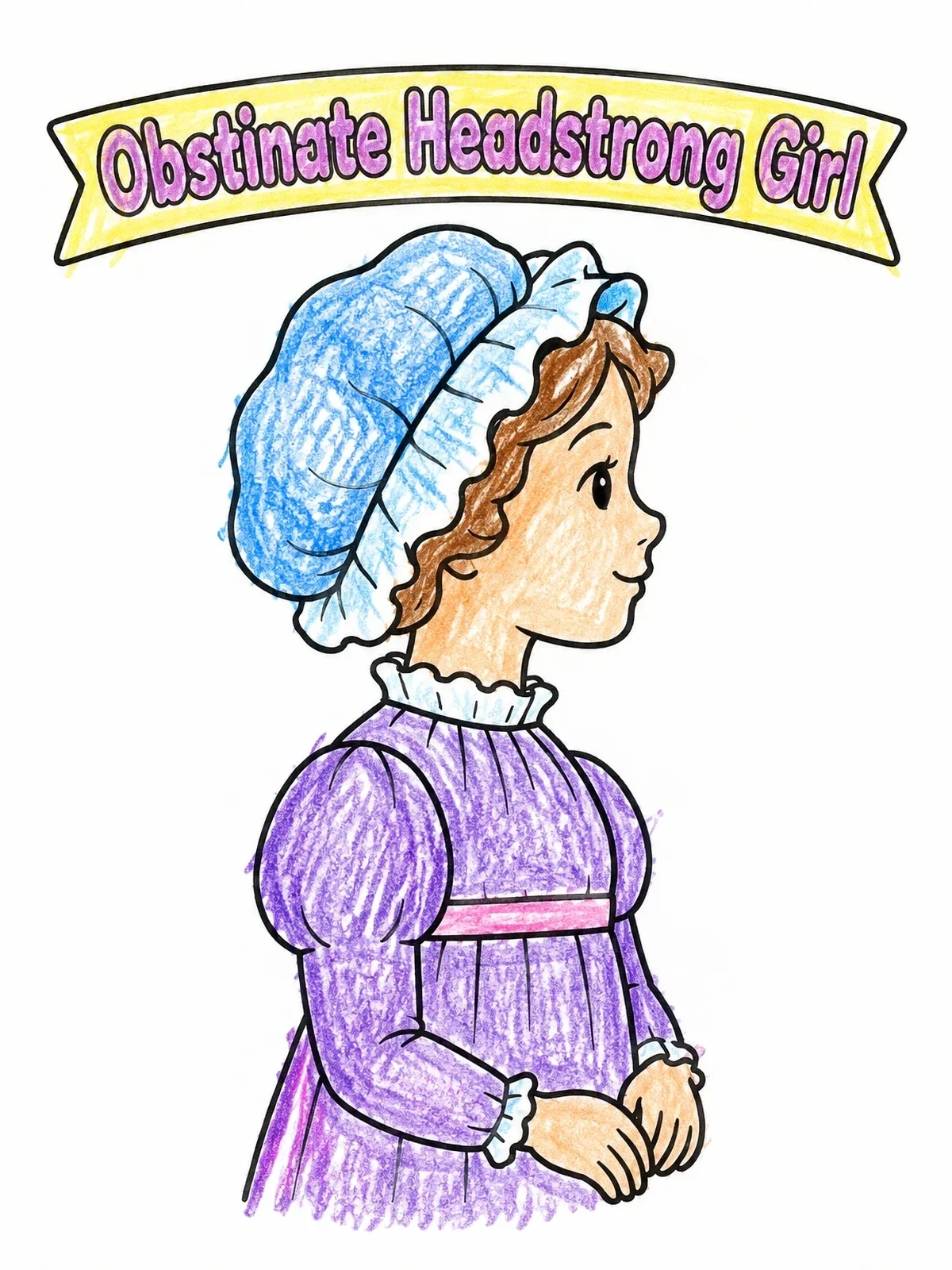 Colored example of the Obstinate Headstrong Regency Girl Portrait coloring page