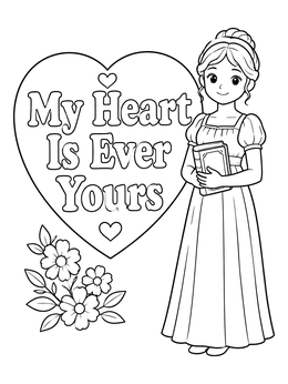 Free printable Jane Austen Regency Lady With Book coloring page