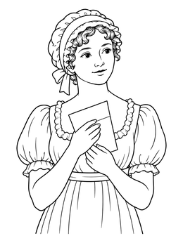 Free printable Regency Lady Holding A Letter coloring page