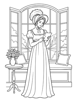 Free printable Regency Lady Reading By The Window coloring page