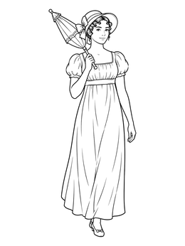 Free printable Regency Lady With Parasol coloring page