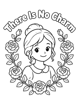 Free printable Jane Austen Portrait With Rose Wreath coloring page