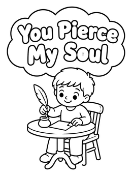 Free printable Young Boy Writing Persuasion Quote coloring page