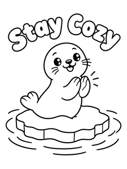Free printable Cute Seal Pup On Ice Floe coloring page