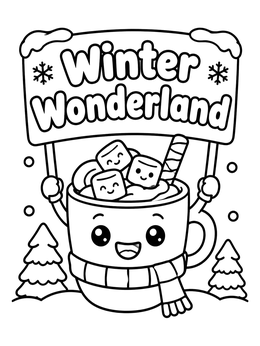 Free printable Hot Cocoa Winter Wonderland Mug coloring page