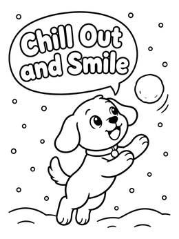 Free printable Playful Puppy Catching A Snowball coloring page