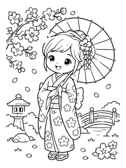 Free printable Cute Chibi Girl In Kimono coloring page