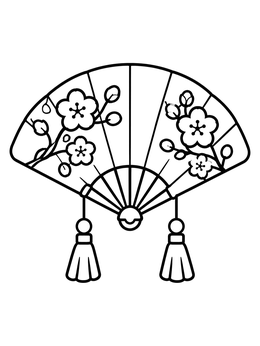 Free printable Japanese Fan With Cherry Blossoms coloring page
