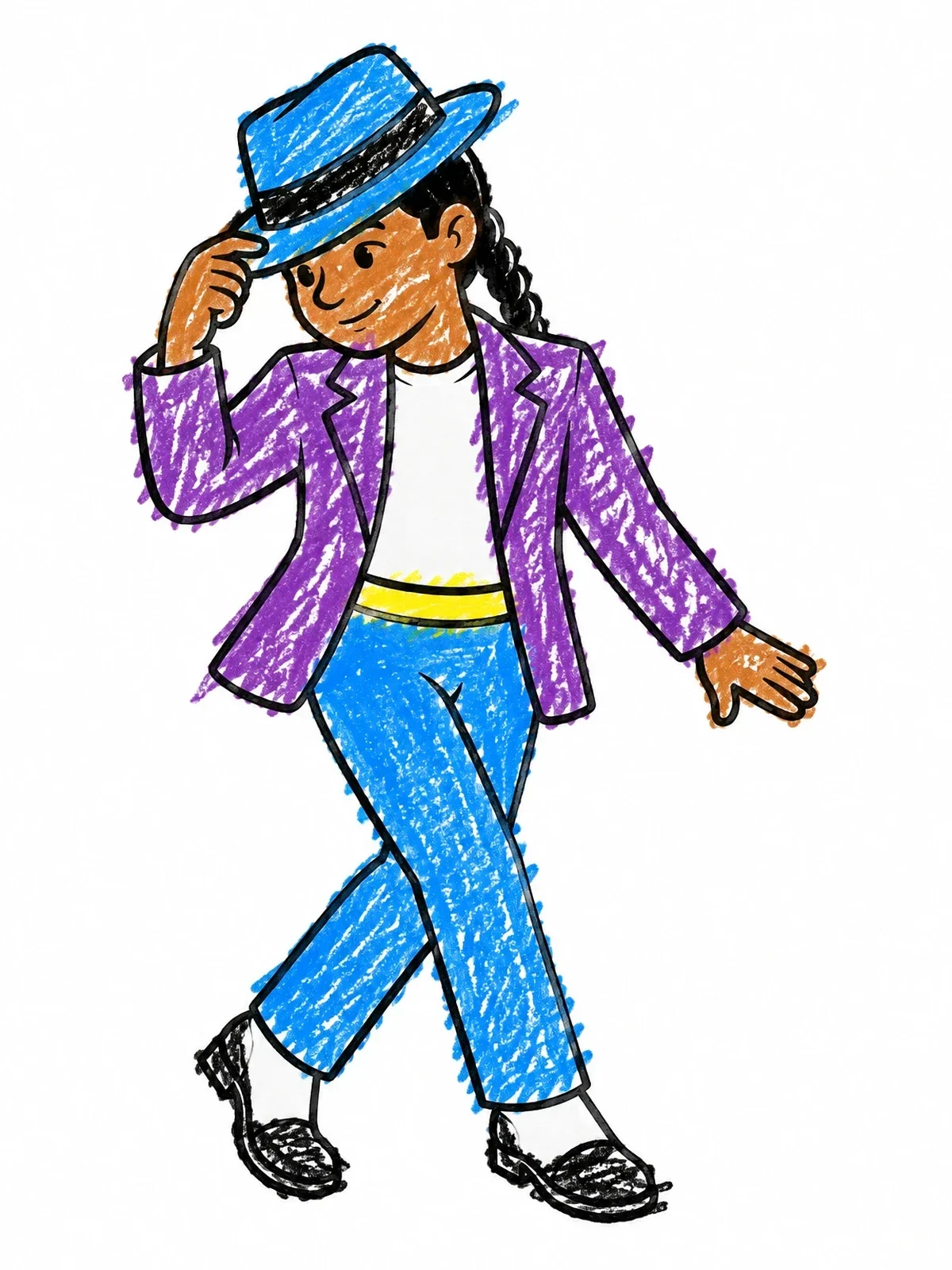 Colored example of the Jazz Dancer With Fedora Hat coloring page