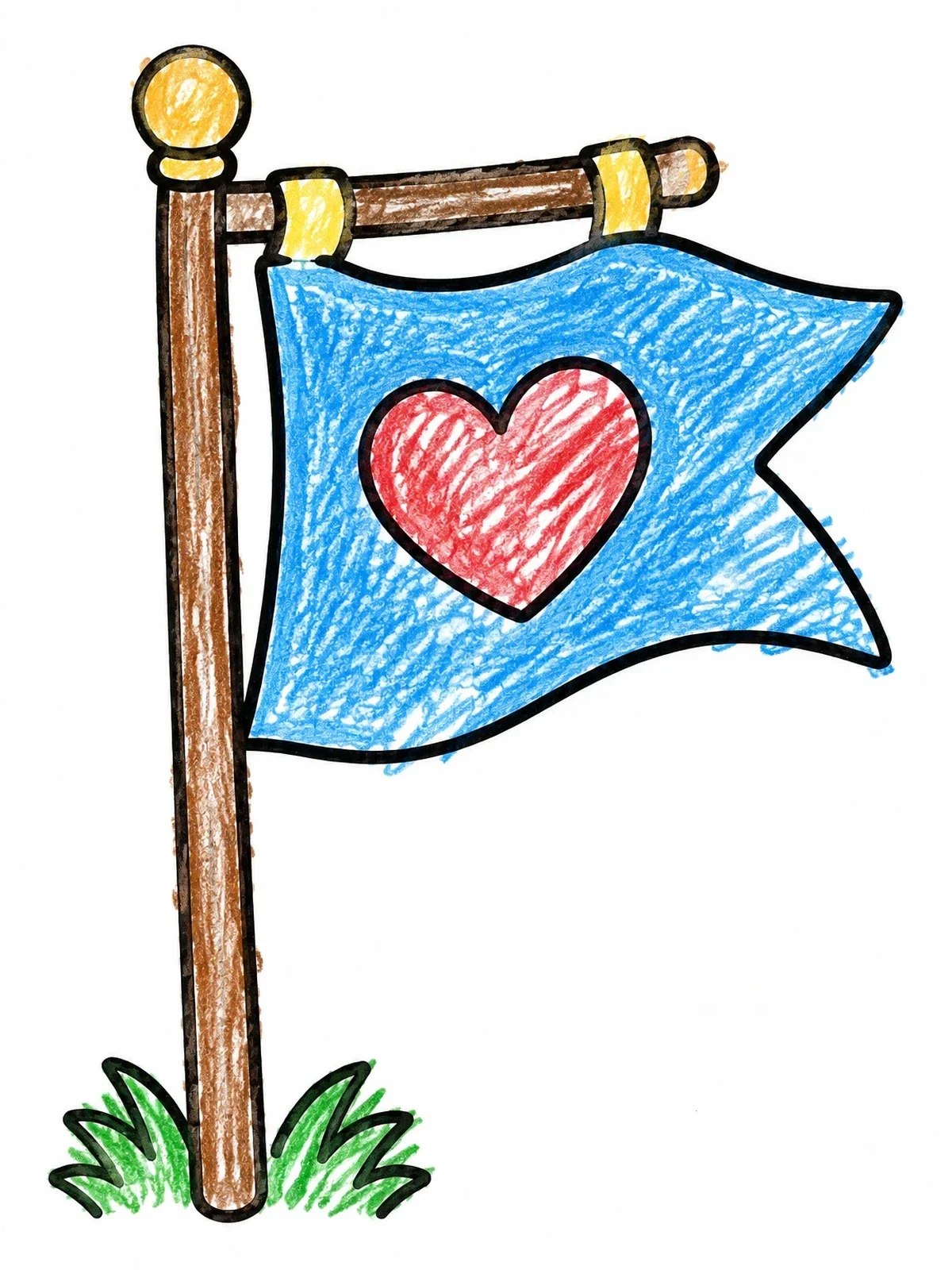 Colored example of the Praise Banner On Wooden Pole coloring page