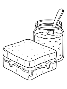 Free printable Jelly Sandwich With Jam Jar coloring page
